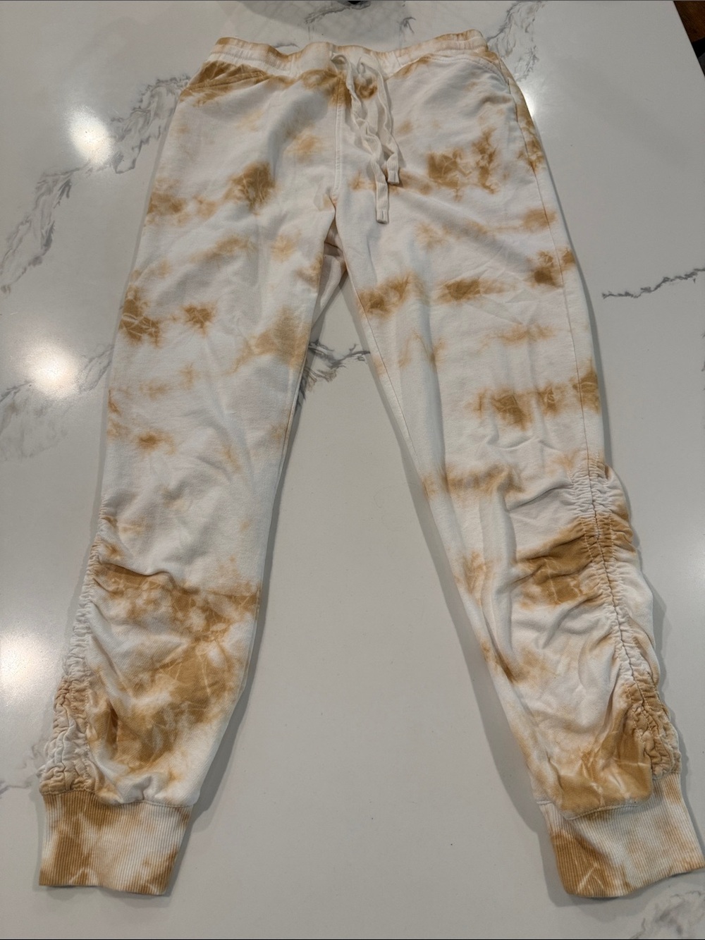 Jane and Delancey Cream and Tan sweatpants